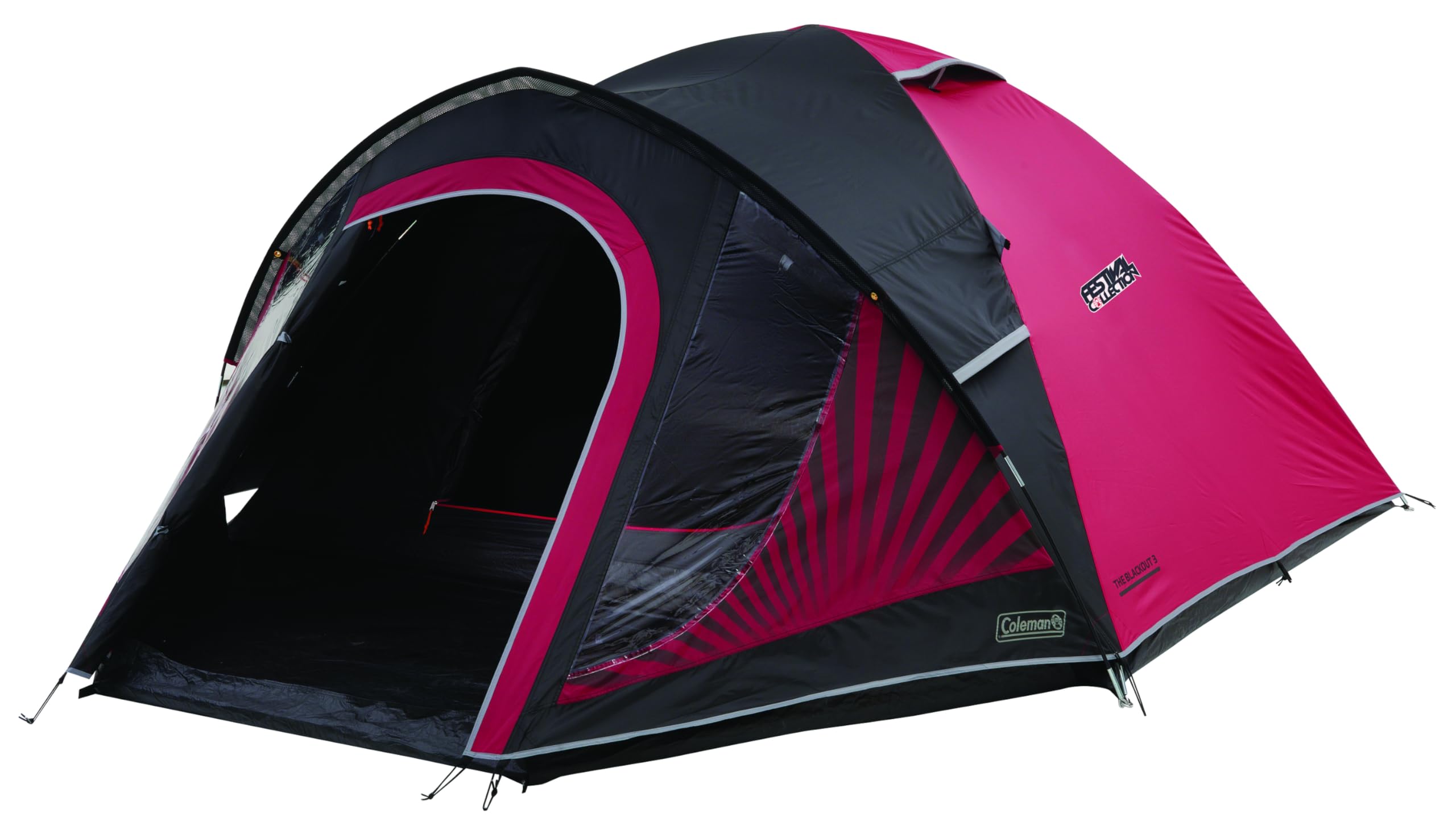 Coleman Tent The Blackout 3, 3 Man Festival Camping Tent with Blackout Bedroom Technology, Festival Essential, 3 Person Dome Tent, 100% Waterproof 