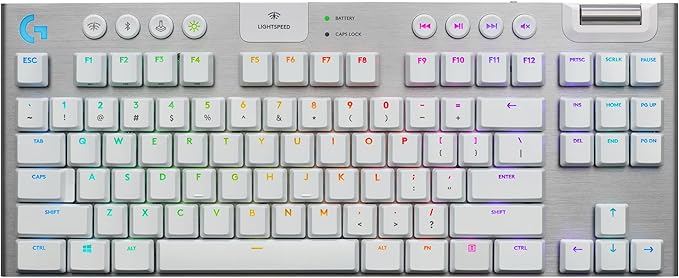 Logitech G915 TKL Lightspeed Wireless RGB Mechanical Gaming Keyboard - White (Tactile)