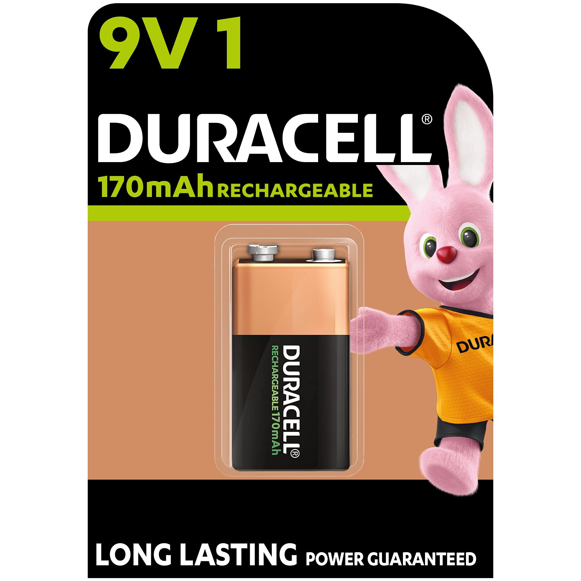 Duracell Rechargeable 9V 170 mAh Battery, Pack of 1