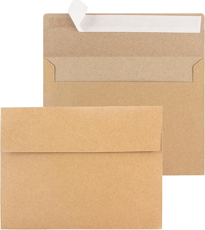 50 Pack Kraft Envelopes 4 x 6 Inch Brown Envelopes,a4 Envelopes, Card Envelopes, Kraft Paper Envelopes, Invitation Envelopes, Postcard Envelopes