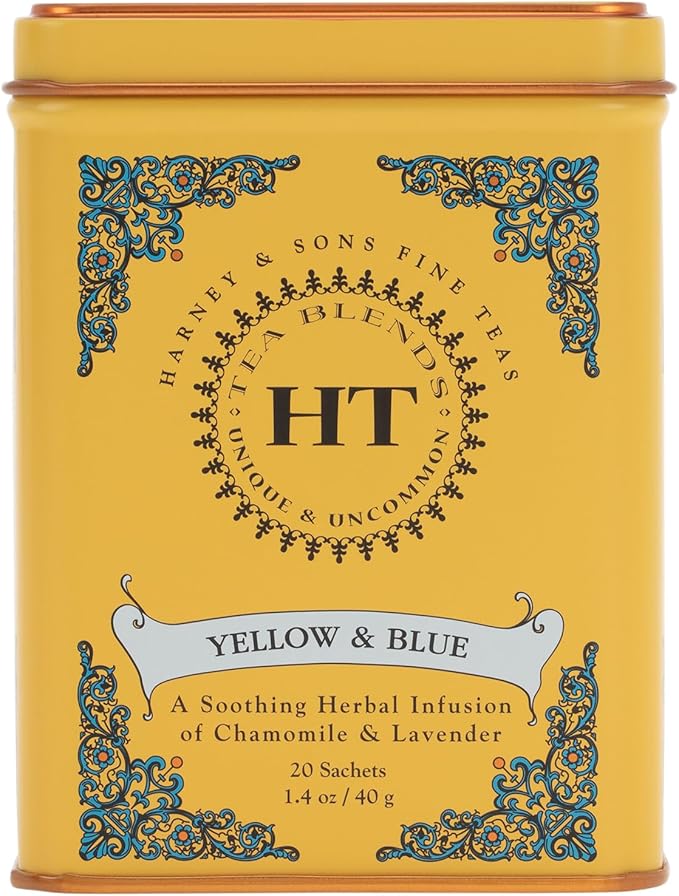 Harney & Sons HT Tea Blend Yellow & Blue Chamomile and Lavender Caffeine Free 20 Sachets 1.4 oz (40 g)