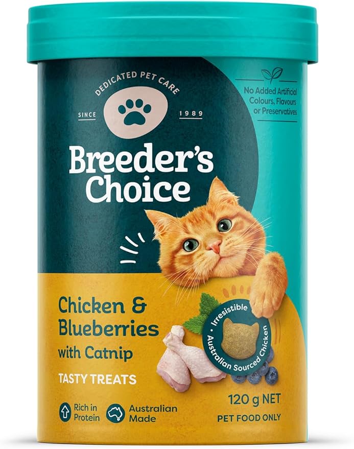 Breeders Choice Chicken and Blueberries with Catnip Cat Treats 120g