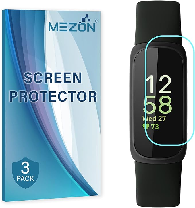 [3 Pack] MEZON Fitbit Inspire 3 Ultra Clear Screen Protector TPU Film For Fitness Tracker Shock Absorption (Inspire 3, Clear)