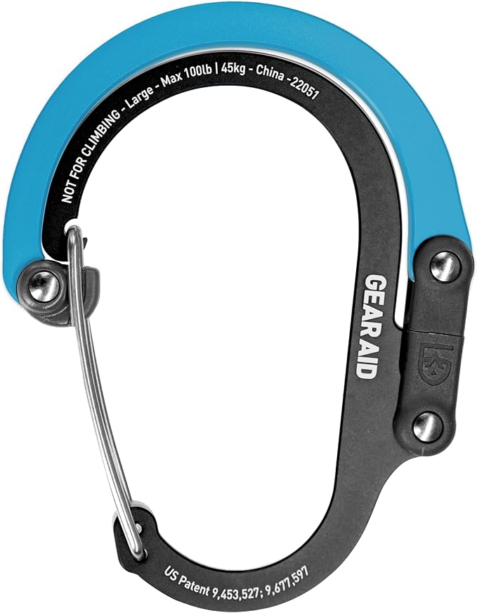 GEAR AID HEROCLIP (Large) Carabiner Gear Clip and Hook for Hanging Heavy Duty Items, Camping Backpacks, Suitcases, Kayaks, Bicycles, Garage 