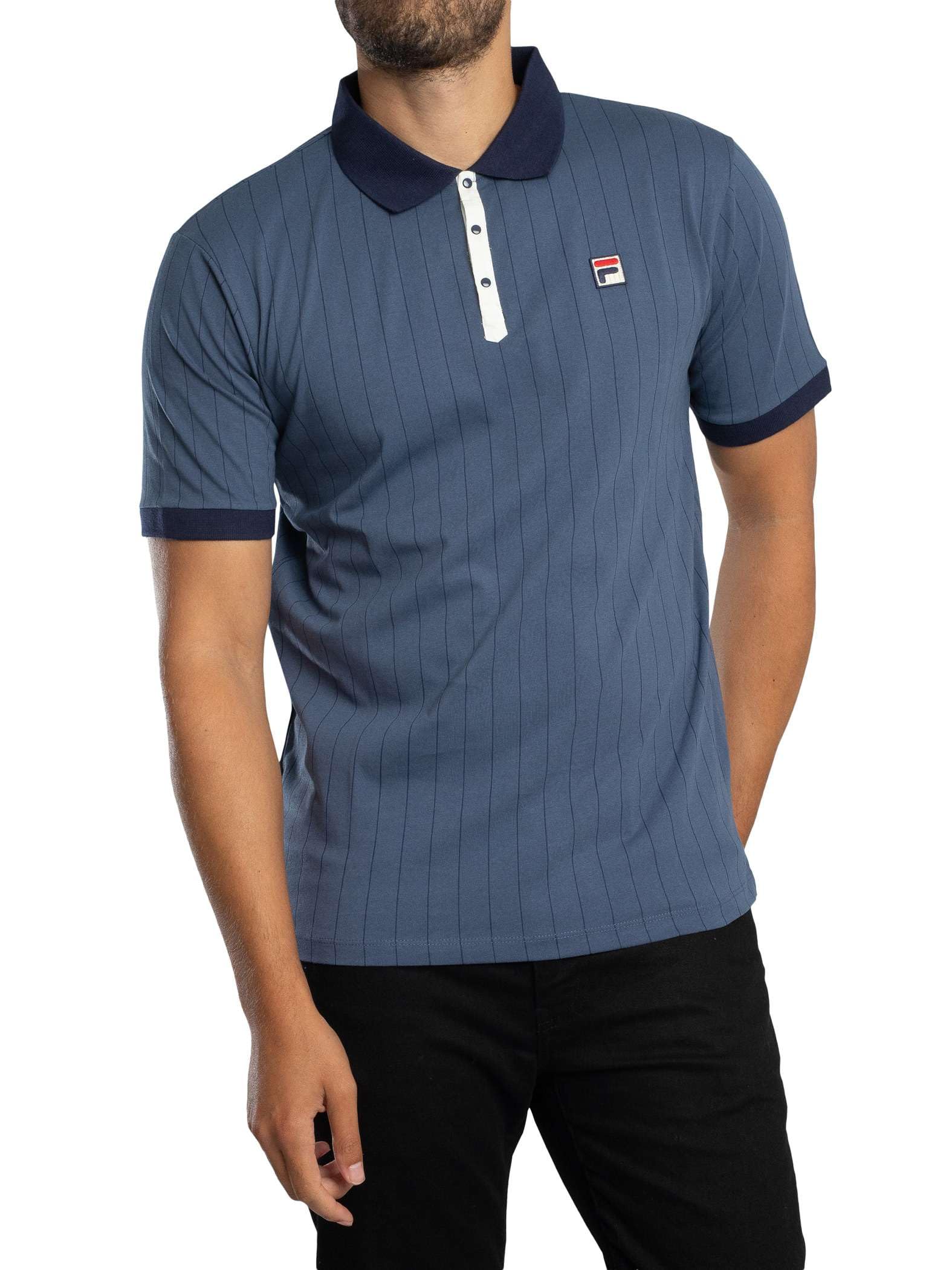 Fila Vintage BB1 Classic Striped Polo Shirt Blue XL