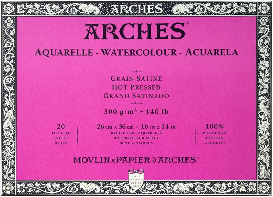 Arches Watercolour Paper Block 300gsm 26 x 36 cm (Hot Pressed)