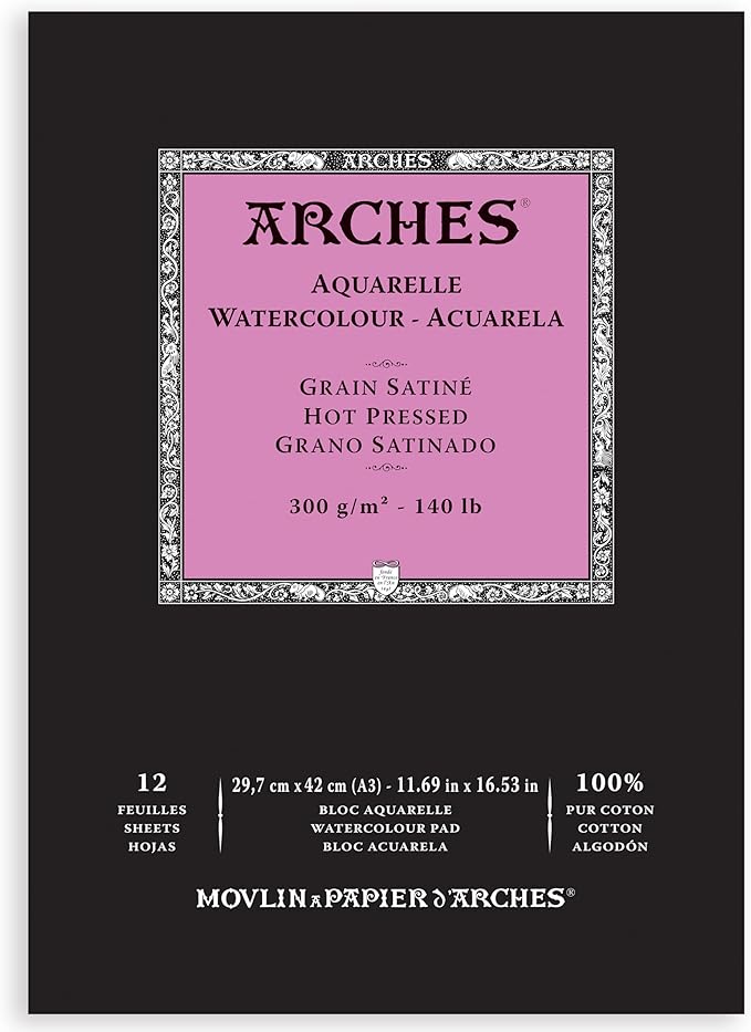 Arches 29.7 x 42 cm 300 GSM A3 Hot Pressed Watercolour Pad