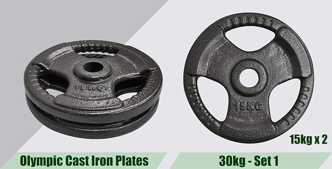 Total 30kg Olympic Cast Iron Weight Plate - 15kg x 2 - Energetics Home Gym