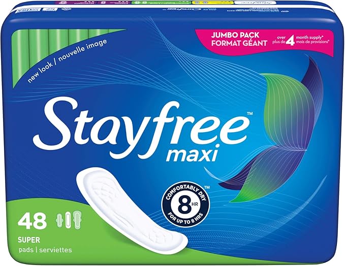 Stayfree Super Maxi Pads, 24 Count (Pack of 2)