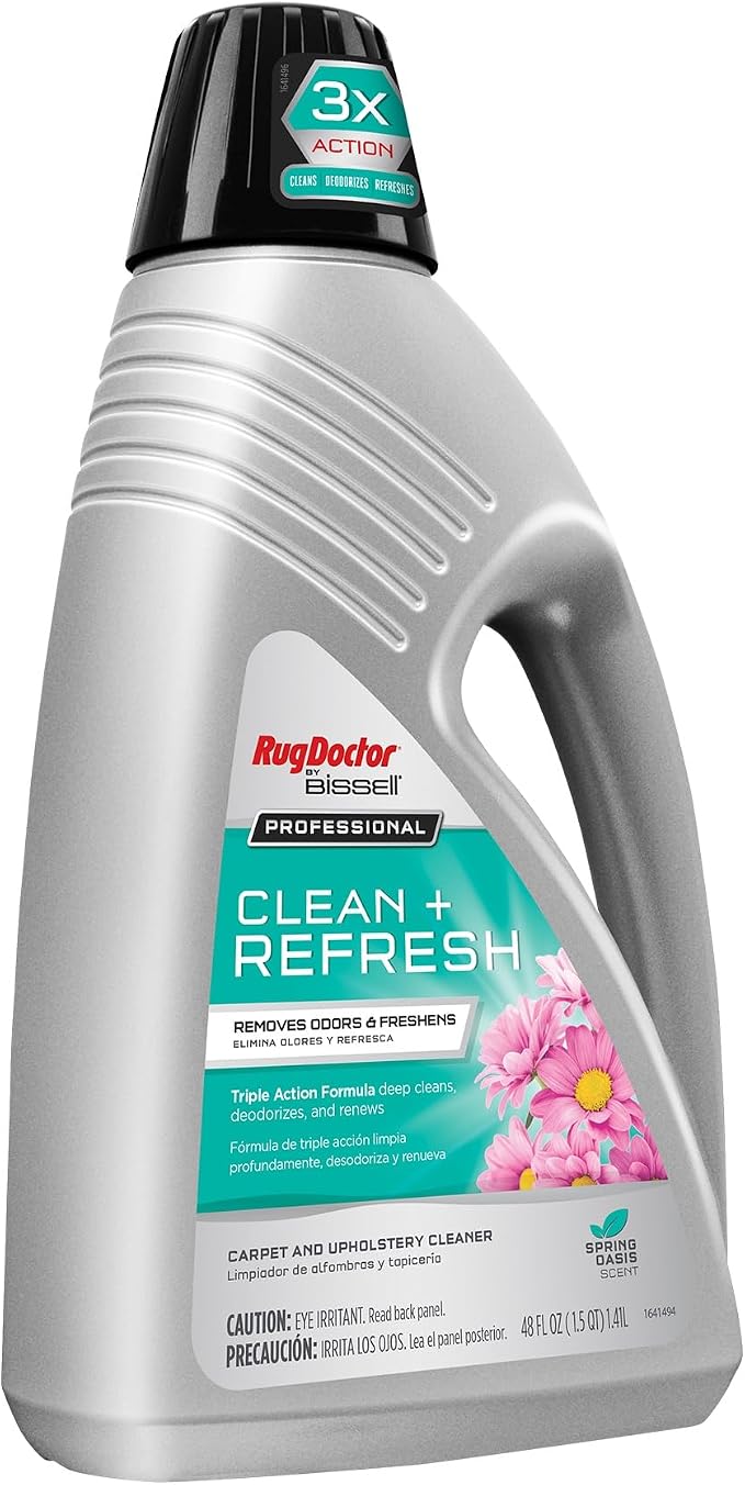 Rug Doctor by BISSELL Professional Clean & Refresh Carpet Cleaner Solution 48oz. Carpet Shampoo with Triple Action Formula: Cleans, Deodorizes and 