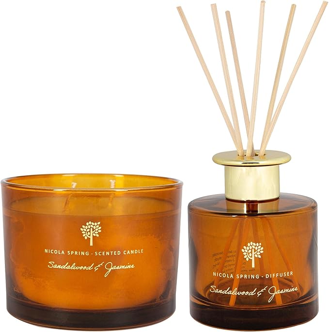 Nicola Spring Scented Candle and Diffuser Set - 350g - Sandalwood & Jasmine