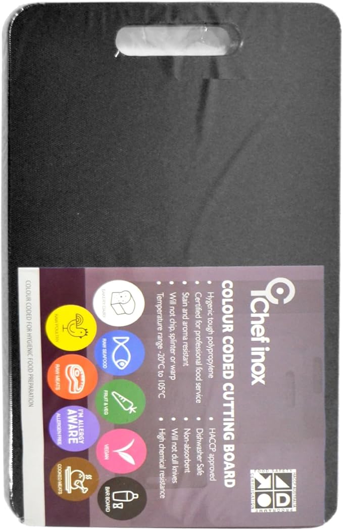 Chef Inox Black Polyethylene Cutting Board 200 x 270 x12mm