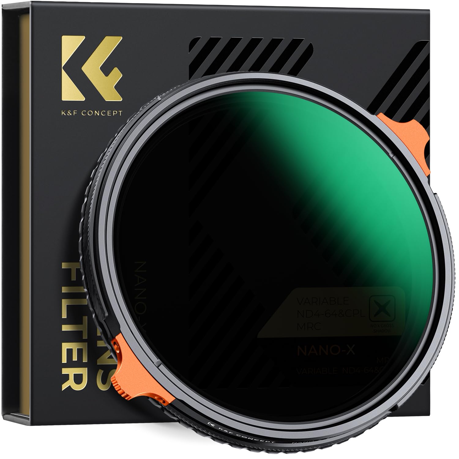 37mm ND4-ND64 (2-6 Stop) Variable ND Filter and CPL Circular Polarizing Filter 2 in 1 with 28 Layers of Anti-Reflection Green Film, Two Orange Levers,