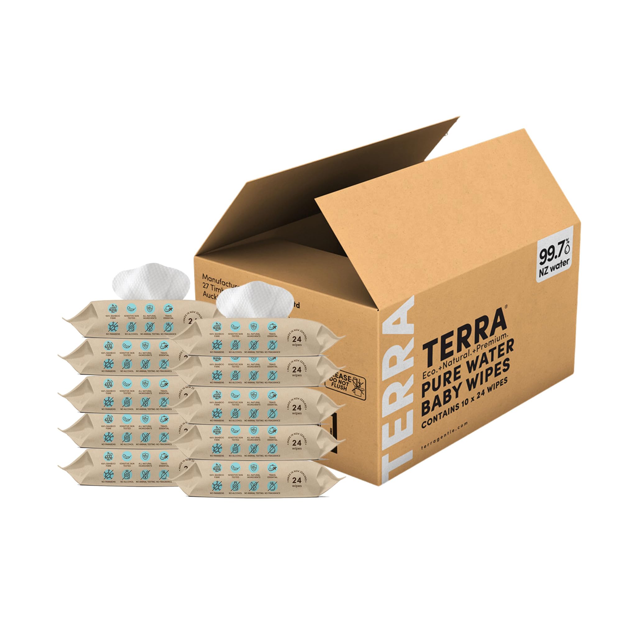 Shop Pure Water Baby Bamboo Wipes Travel Pack 24S | Terra Bulk Pack(10*24s)