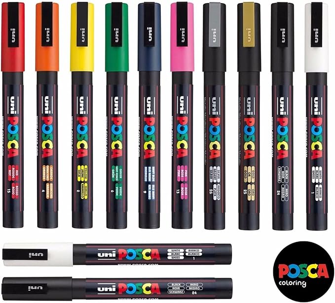 Uni Pc3m12A Posca Marker 1.3mm Assorted Pack 12