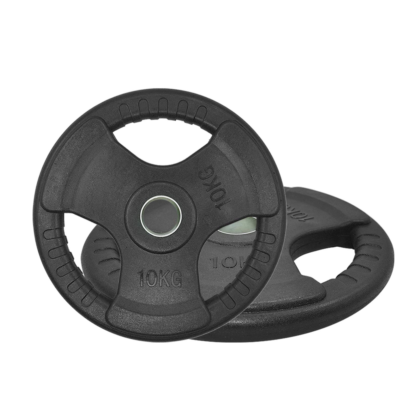 Total 20kg Olympic Rubber Coated Cast Iron Weight Plate - 10kg x 2