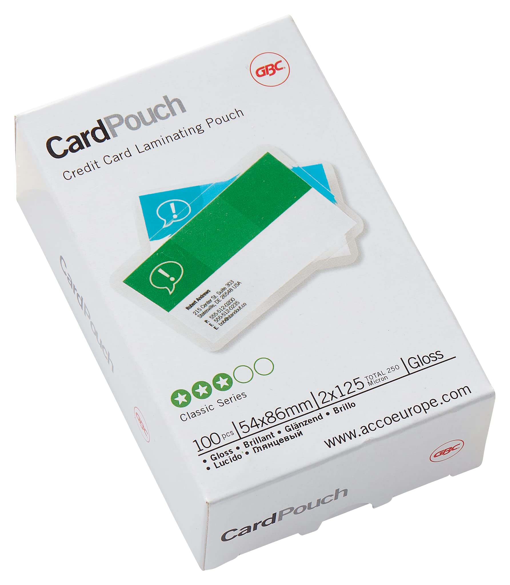 GBC Laminating Pouch 54mm x 86mm 125 Micron Pk100