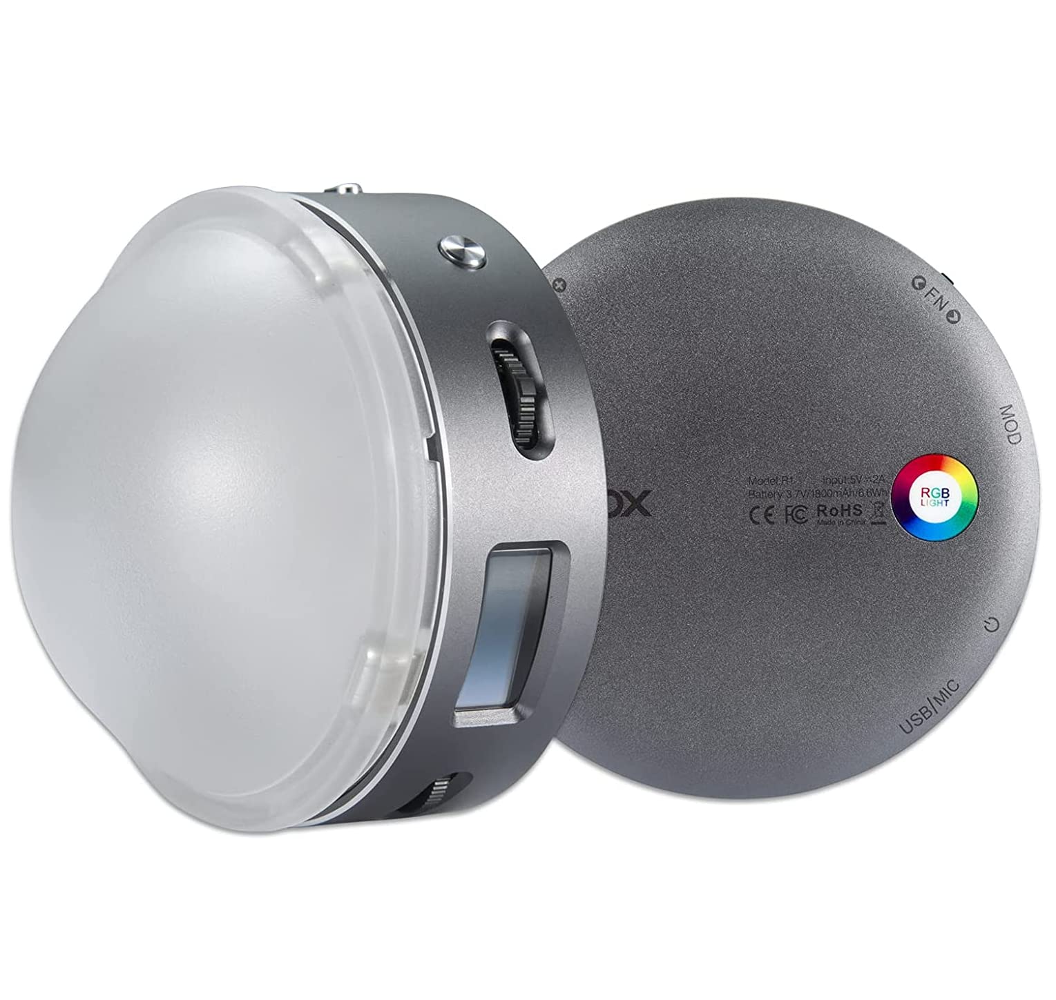 Godox R1 Round Mini RGB LED Magnetic Light (Grey)
