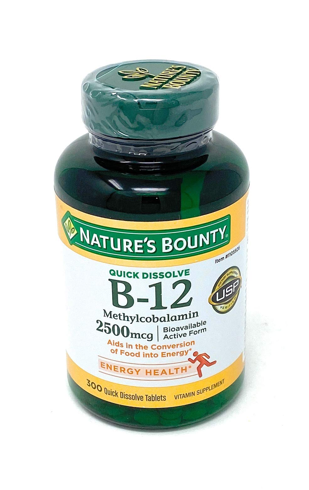 Nature's Bounty Quick Dissolve Fast Acting Vitamin B12 2500 Mcg Natural Cherry Flavor 250 Tablets
