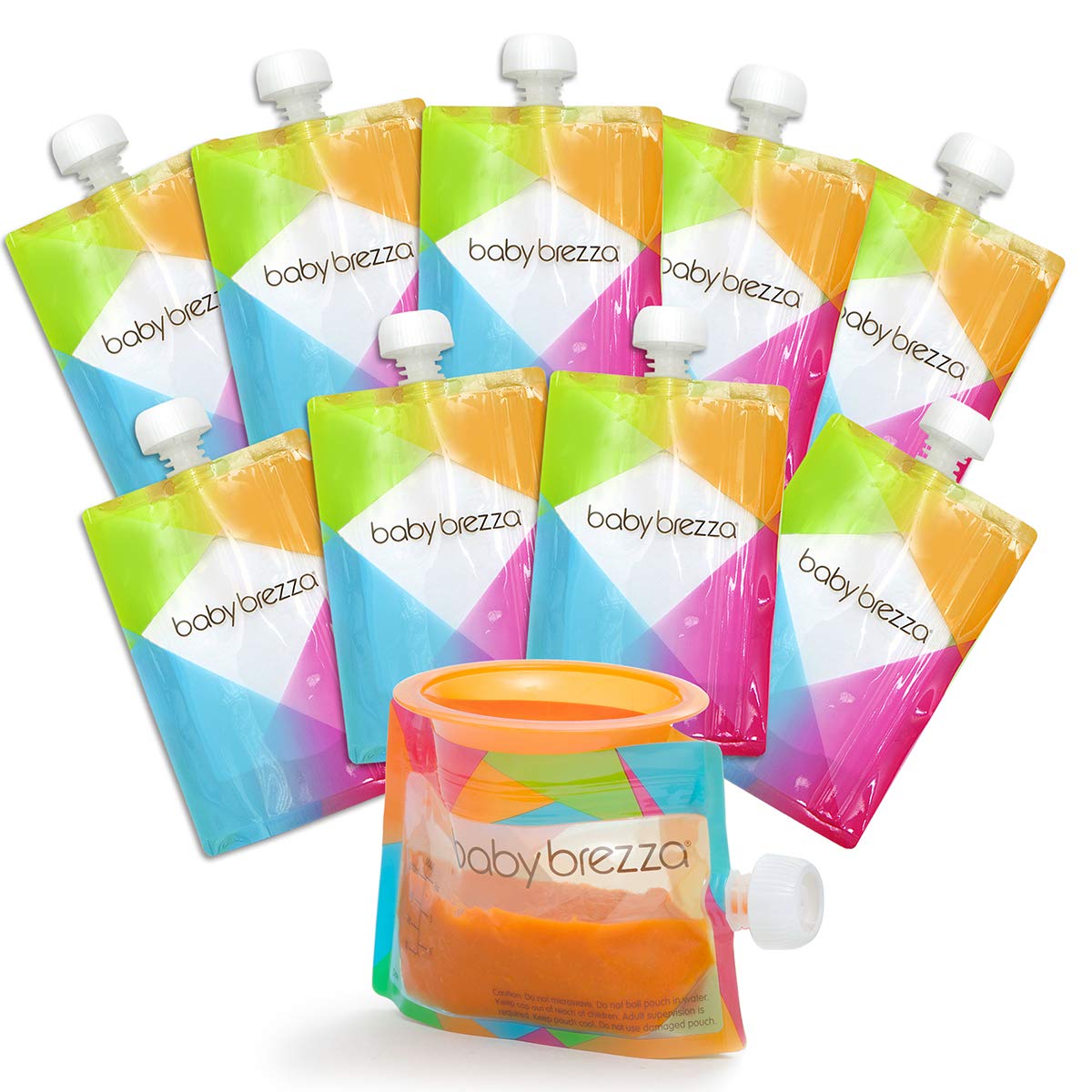 Baby Brezza Reusable Baby Food Storage Pouches, 10 Pack 7oz - Make Org