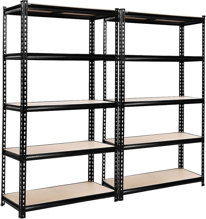2x1.8M 5 Shelves Steel Warehouse Shelving Racking Garage Storage Rack Black