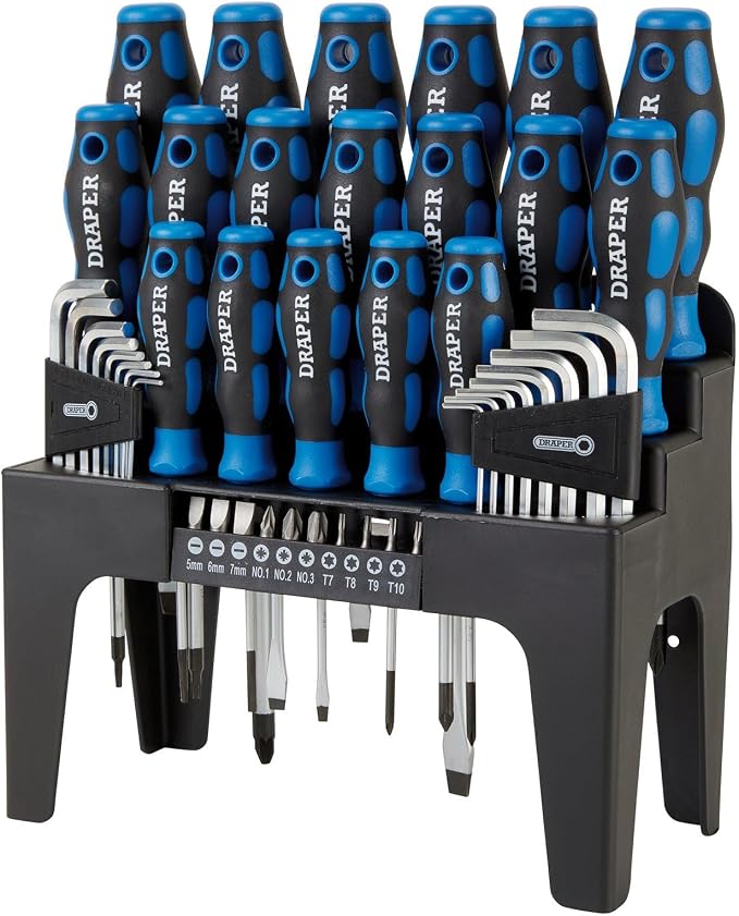 Draper Tools 44 Piece Screwdriver, Hex Key, and Bit Set Blue 81294