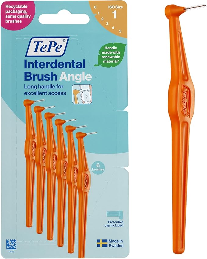 TePe Interdental Angle Brush 0.45mm Size 1 (Orange) 6 Pack
