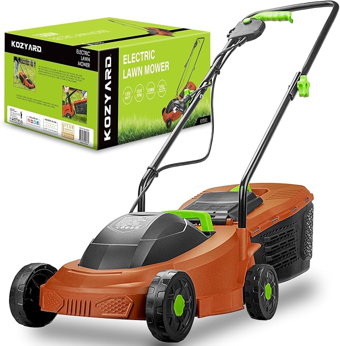 KOZYARD 1300W Electric Lawn Mower,2-in-1 Grass Box or Mulch Electric Weeder,2-Position Height Adjustment