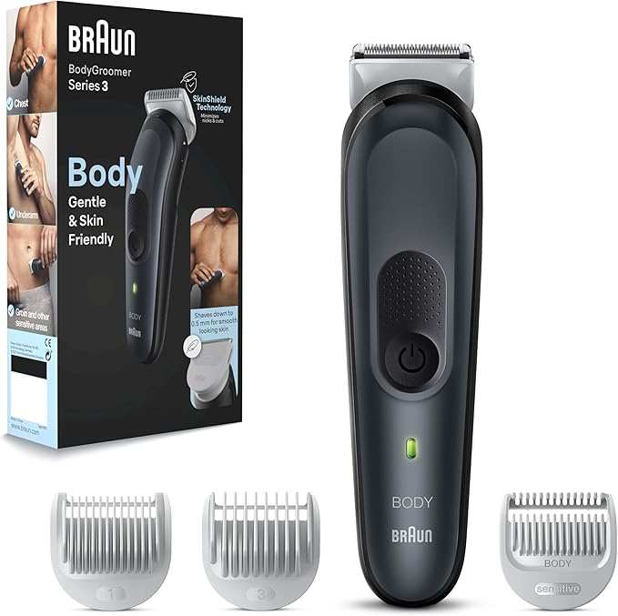 Braun Series 3 BG3340 Men's Rechargeable Body Groomer + 2 Attachment Combs