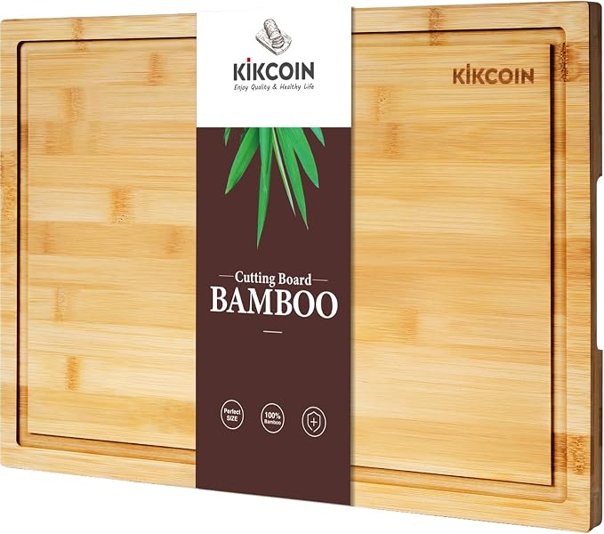 Extra Large Bamboo Cutting Boards, (Set of 3) Chopping Boards with Juice Groove Bamboo Wood Cutting Board Set Butcher Block For Kitchen, End Grain