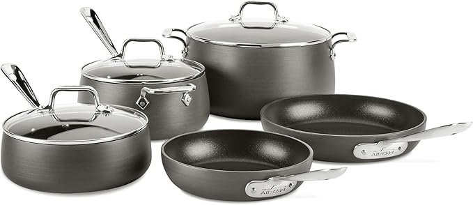 All-Clad Ha1 Hard Anodized Nonstick Dishwasher Safe PFOA Free Cookware Set 8-piece Black