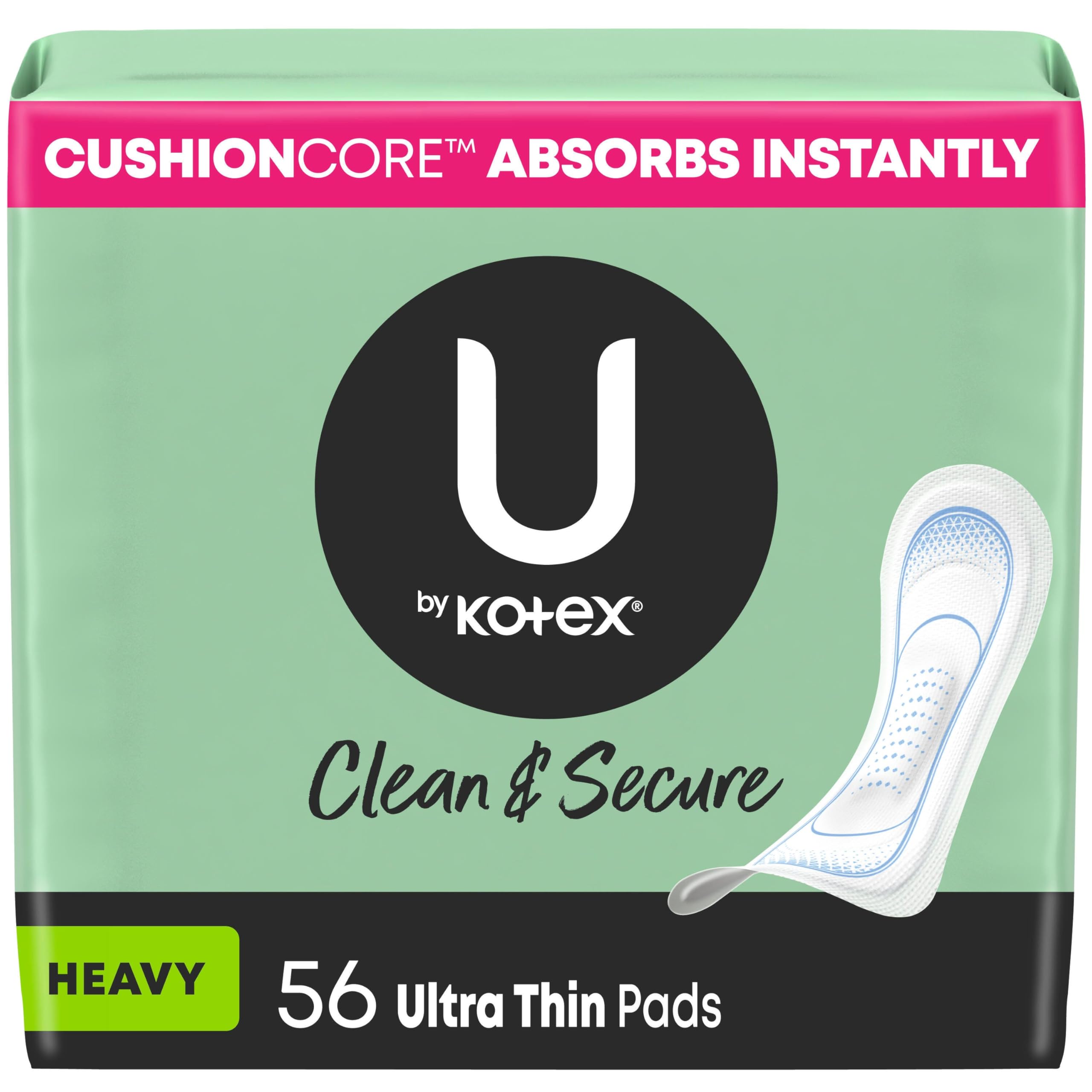U by Kotex Security Ultra Thin Pads Long Unscented 56 Count