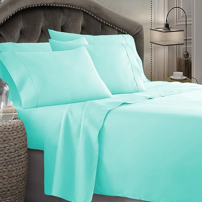 Kingtex 1800TC Ultra Soft Single Bed Sheet Set - Aqua - AfterPay & zipPay Available