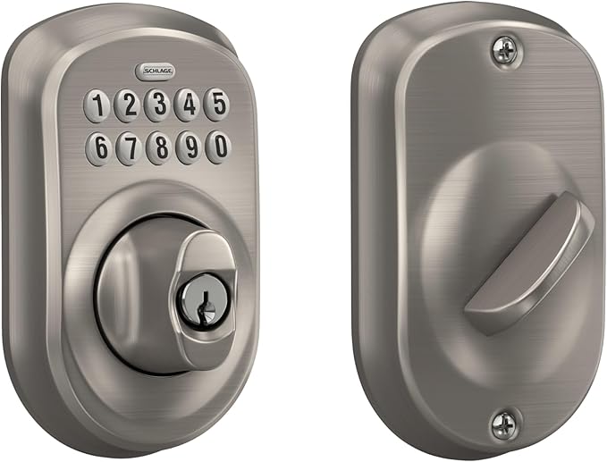 Schlage BE365 Ply 619 Plymouth Keypad Deadbolt, Satin Nickel