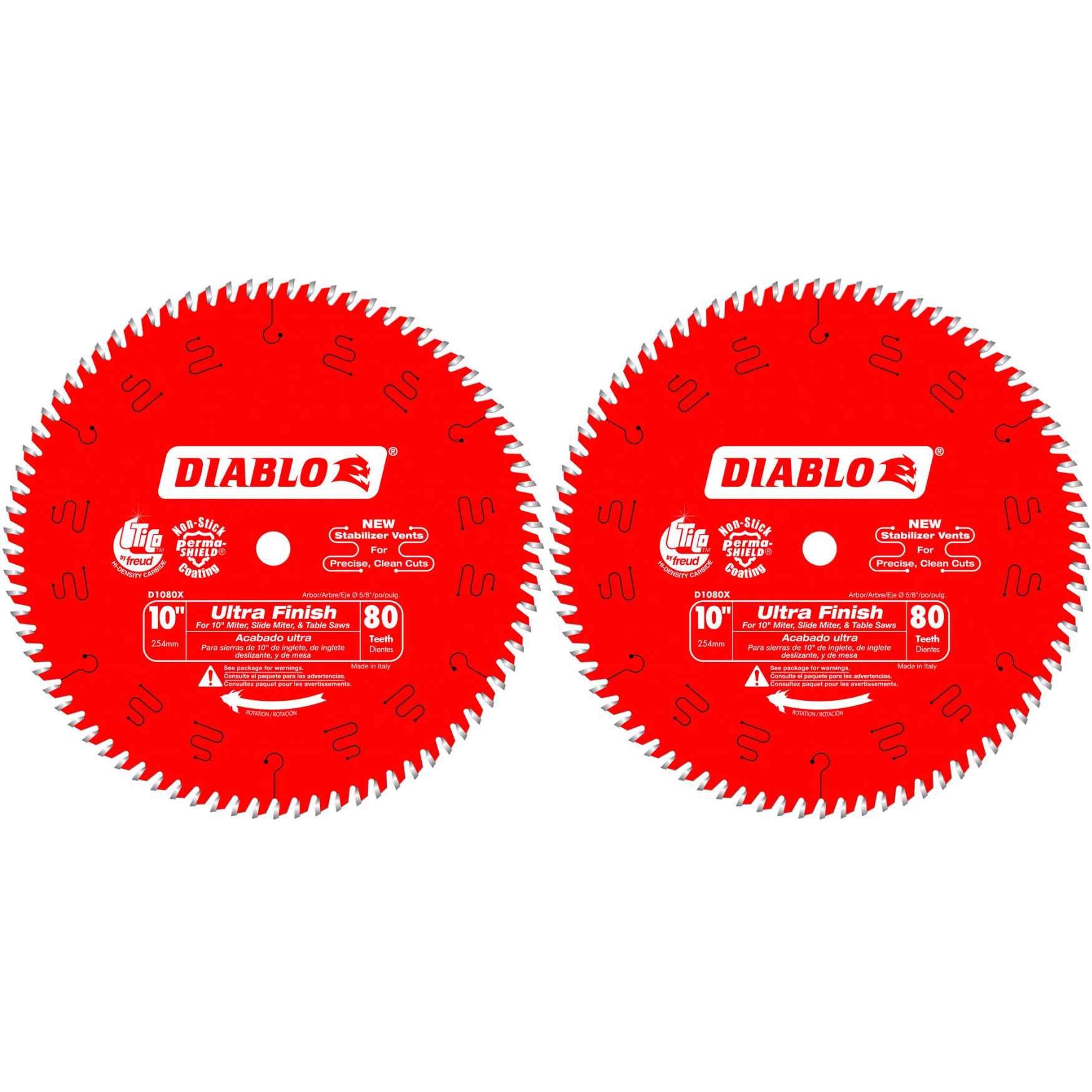 Freud D1080X Diablo 10" 80-Tooth ATB Saw Blade W/5/8" Arbor&PermaShield Coating