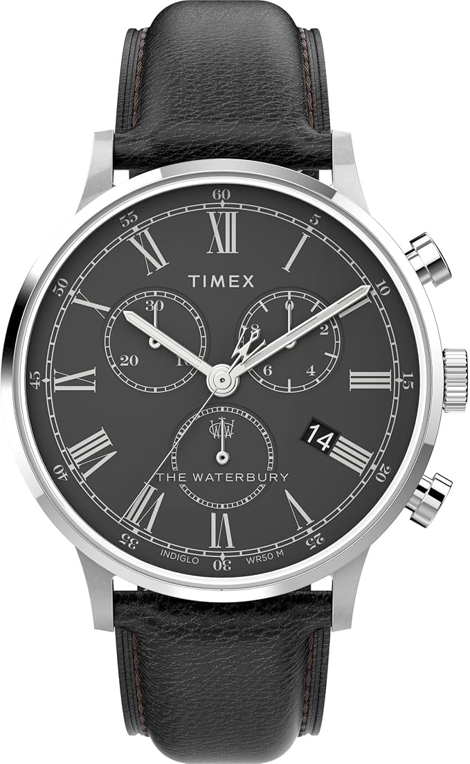 Timex Waterbury Classic Chronograph 40mm Leather Strap Men's Watch TW2U88300