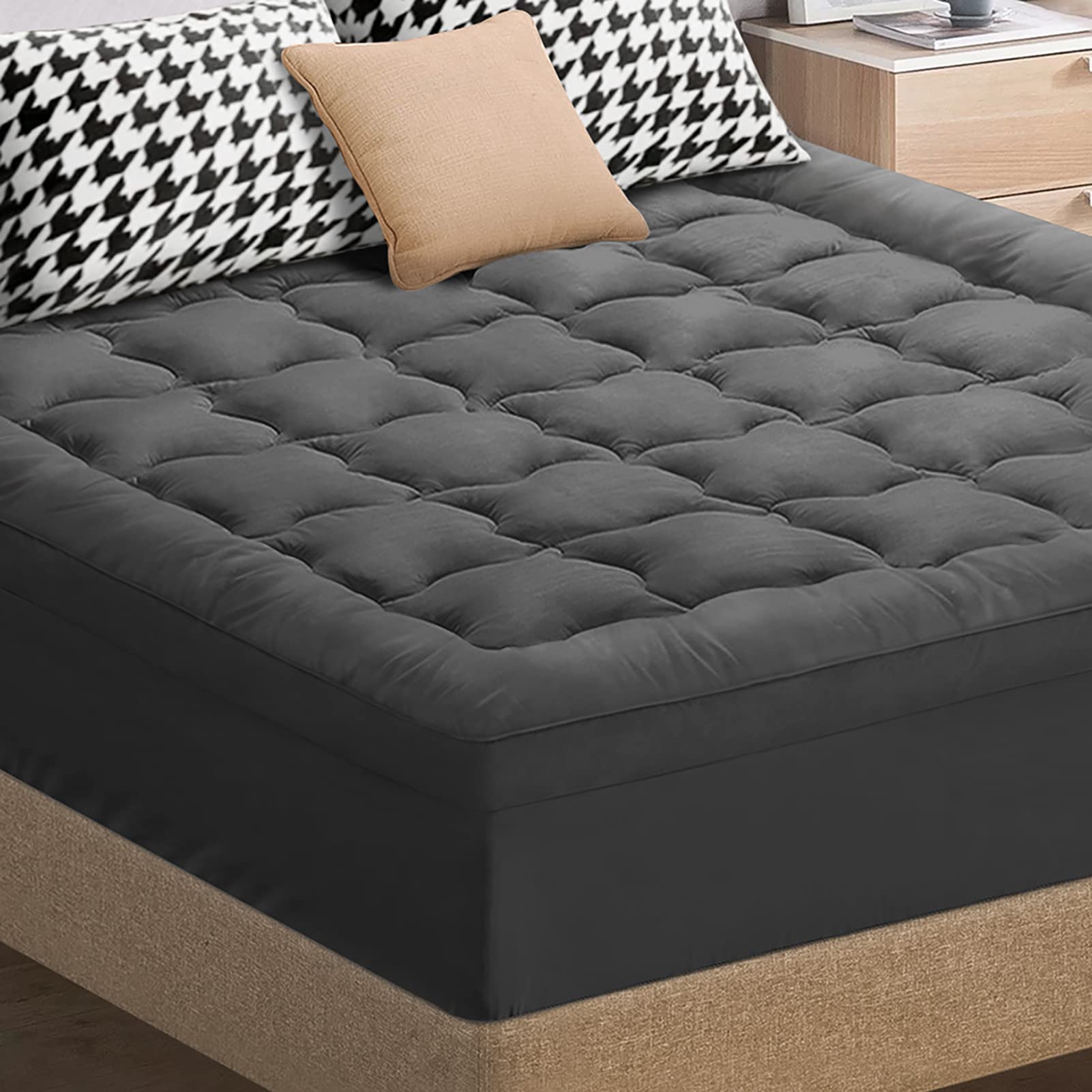 Starry Eucalypt Bamboo Charcoal Pillowtop Mattress Topper Protector Pad 7cm Queen Size