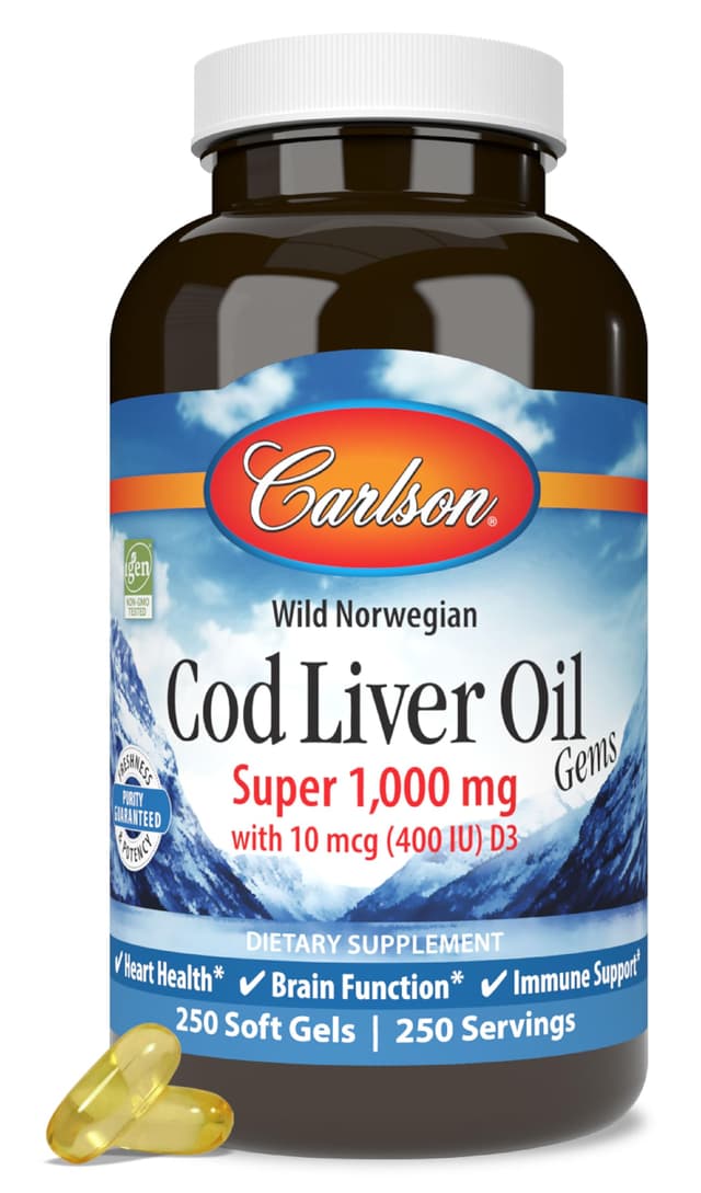 Carlson Labs - Cod Liver Oil Gems Super 1000 MG - 250 Soft Gels