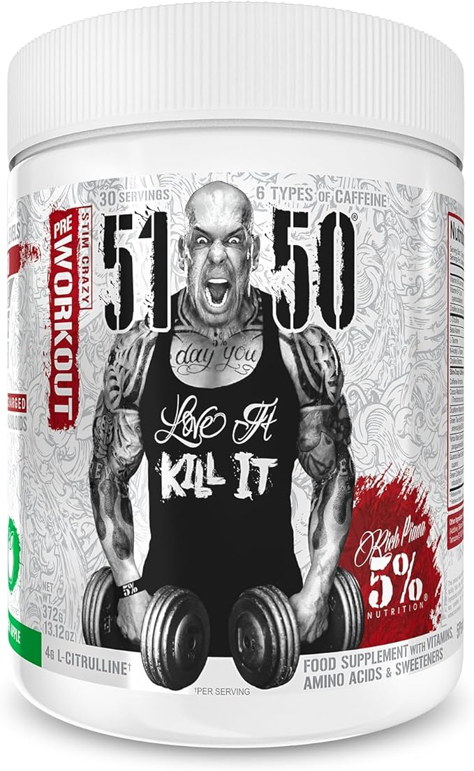 Rich Piana 5% Nutrition 5150 Stim Crazy Pre Workout Green Apple