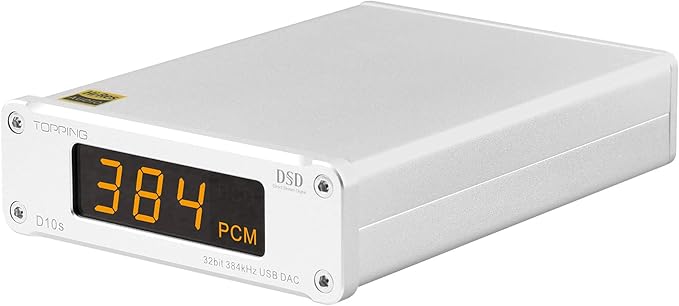 Topping D10s DAC Mini USB DAC XMOS XU208 ES9038Q2M DSD256 PCM 384khz Hi-Res Audio Desktop Audio Decoder (Silver)