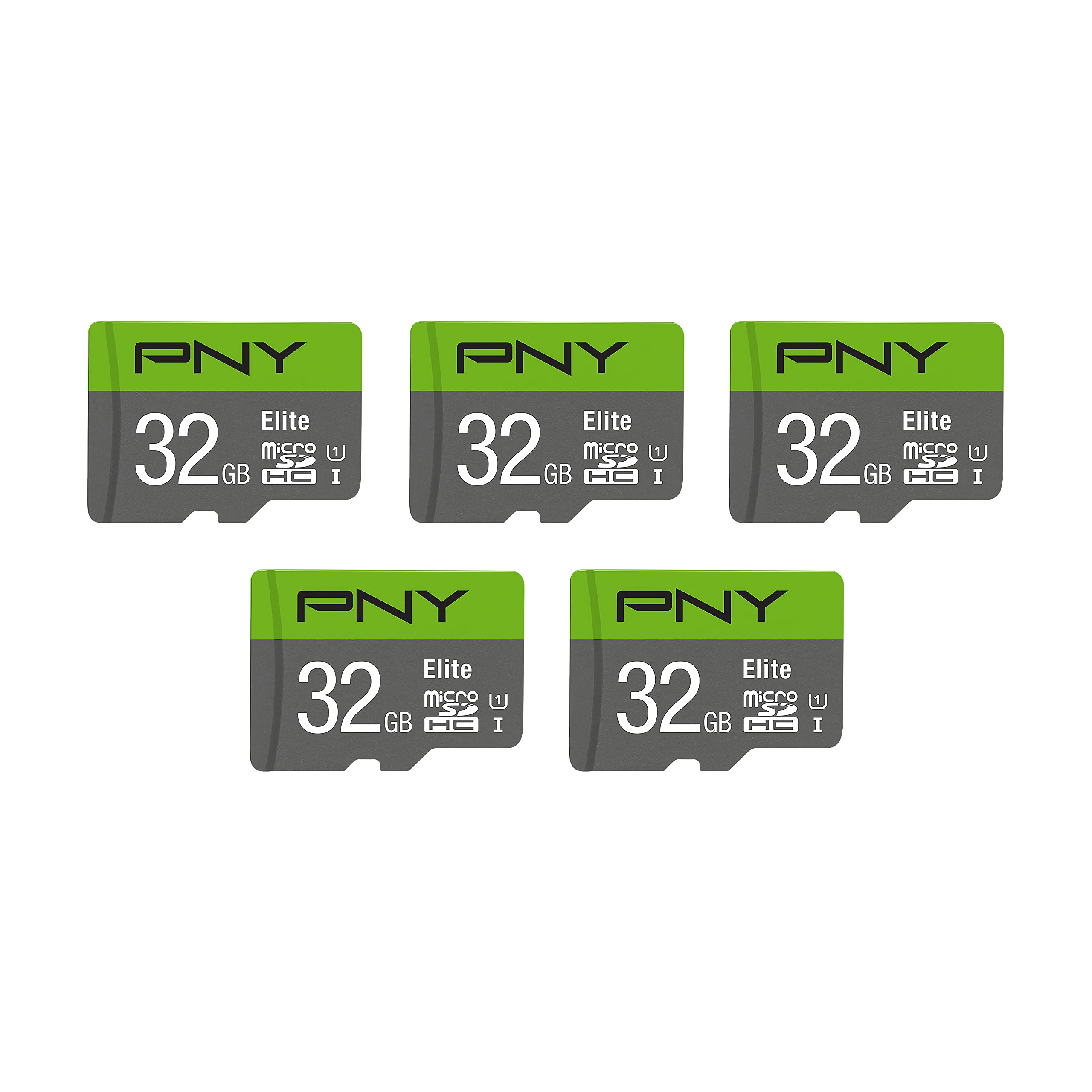 PNY 32gb Elite Class 10 U1 microSDHC Flash Memory Card 5-Pack - 100MB/s, Class 10, U1, Full HD, Uhs-i, Micro SD