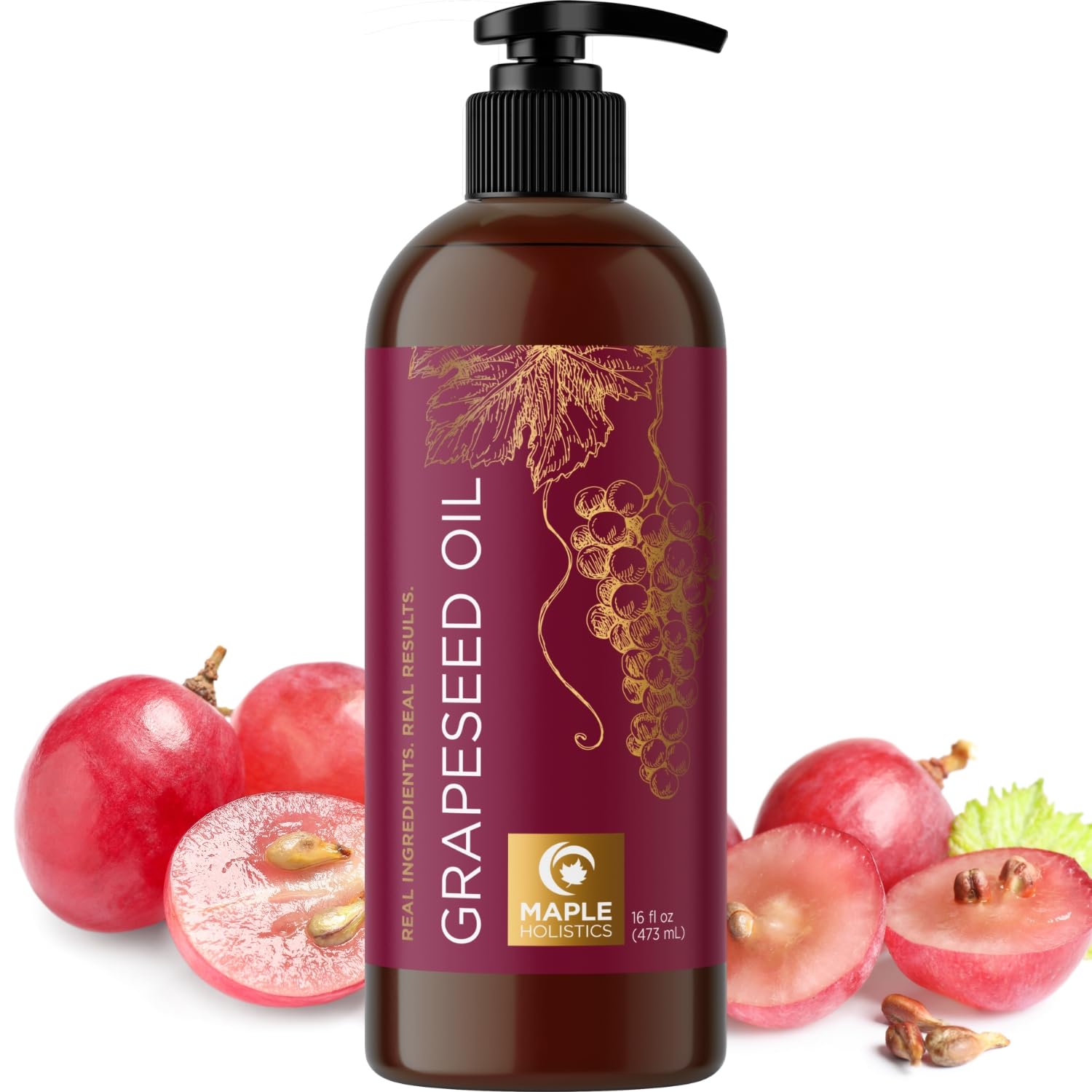 Pure Cold Pressed Grapeseed Oil - Hydrating Grapeseed Oil for Hair Skin and Nails Plus Carrier Oil for Essential Oils Mixing - Pure Grapeseed Oil