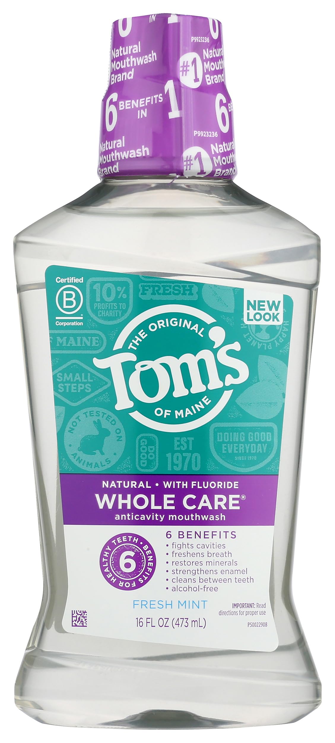 Tom's of Maine, Whole Care Mouthwash Fresh Mint, 16 oz