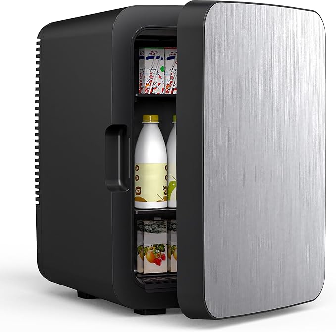 Advwin Black Mini Fridge for Bedroom - Portable 10L Electric Plug in Cooler for Food, Drinks, Beauty & Makeup, Portable Compact