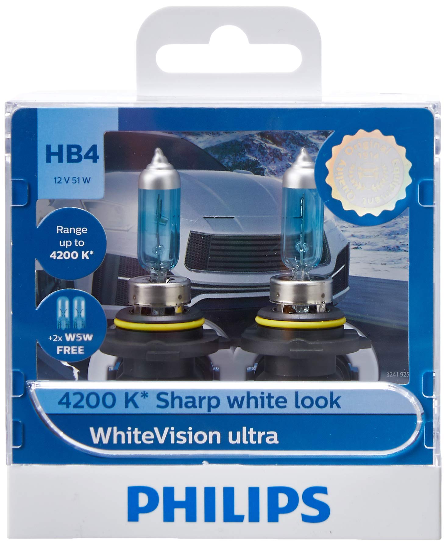 Philips WhiteVision HB4 Ultra Headlight Globe 12V 55W 4200K Twin Pack