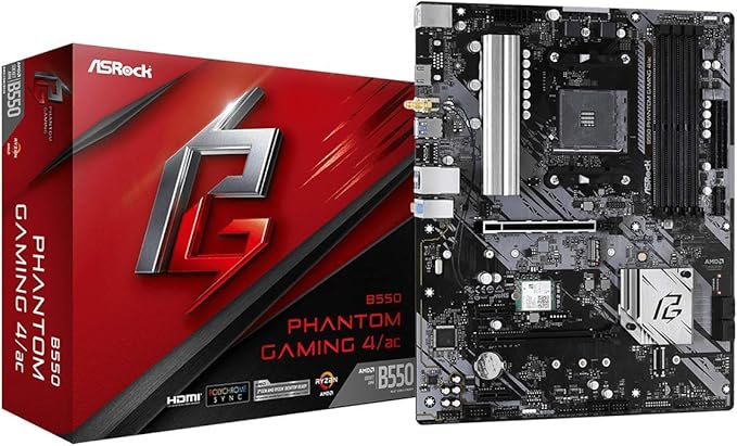 ASRock B550 Phantom Gaming 4/AC AMD Socket AM4 ATX Motherboard
