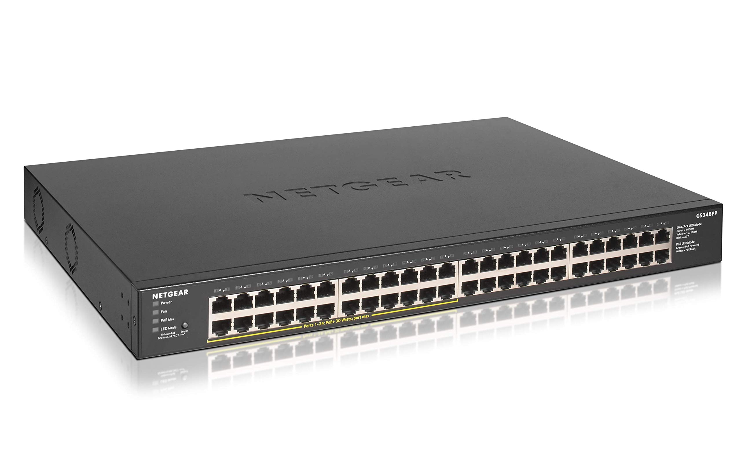 Netgear 48-Port Gigabit Ethernet Unmanaged PoE+ Switch GS348PP-100AJS
