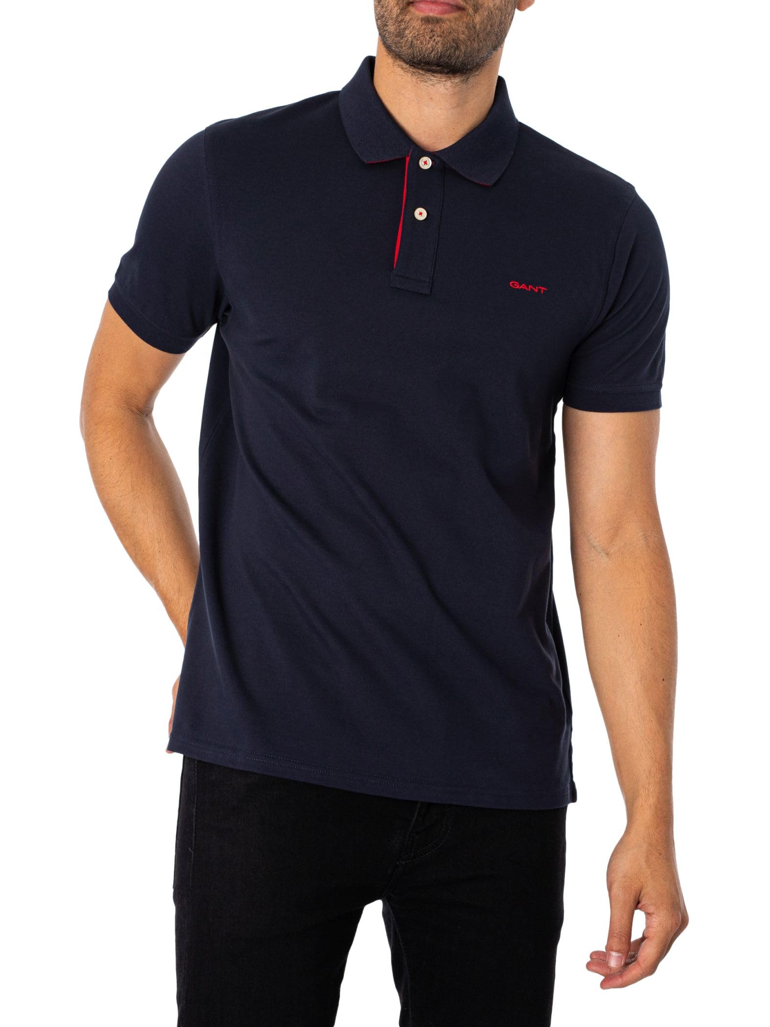 Gant Contrast Piqu Polo Shirt in Evening Blue