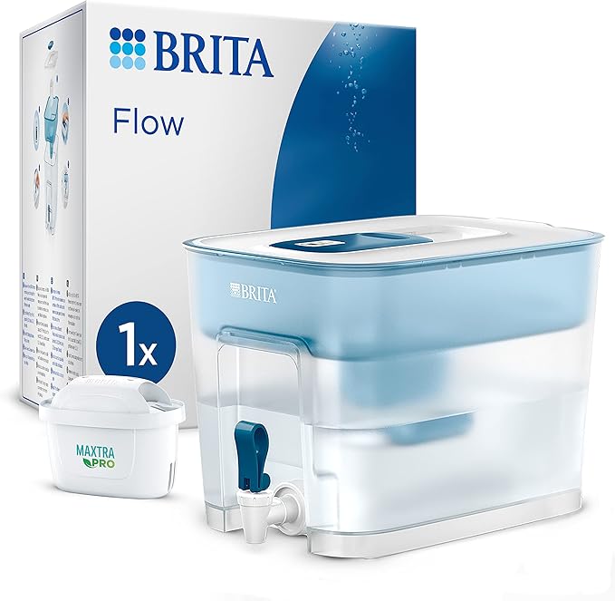 Brita Flow XXL Water Filter Tank (8.2L) incl. 1x Maxtra Pro All-in-1 Cartridge - fridge-fitting Dispenser for Families and Offices - Now in