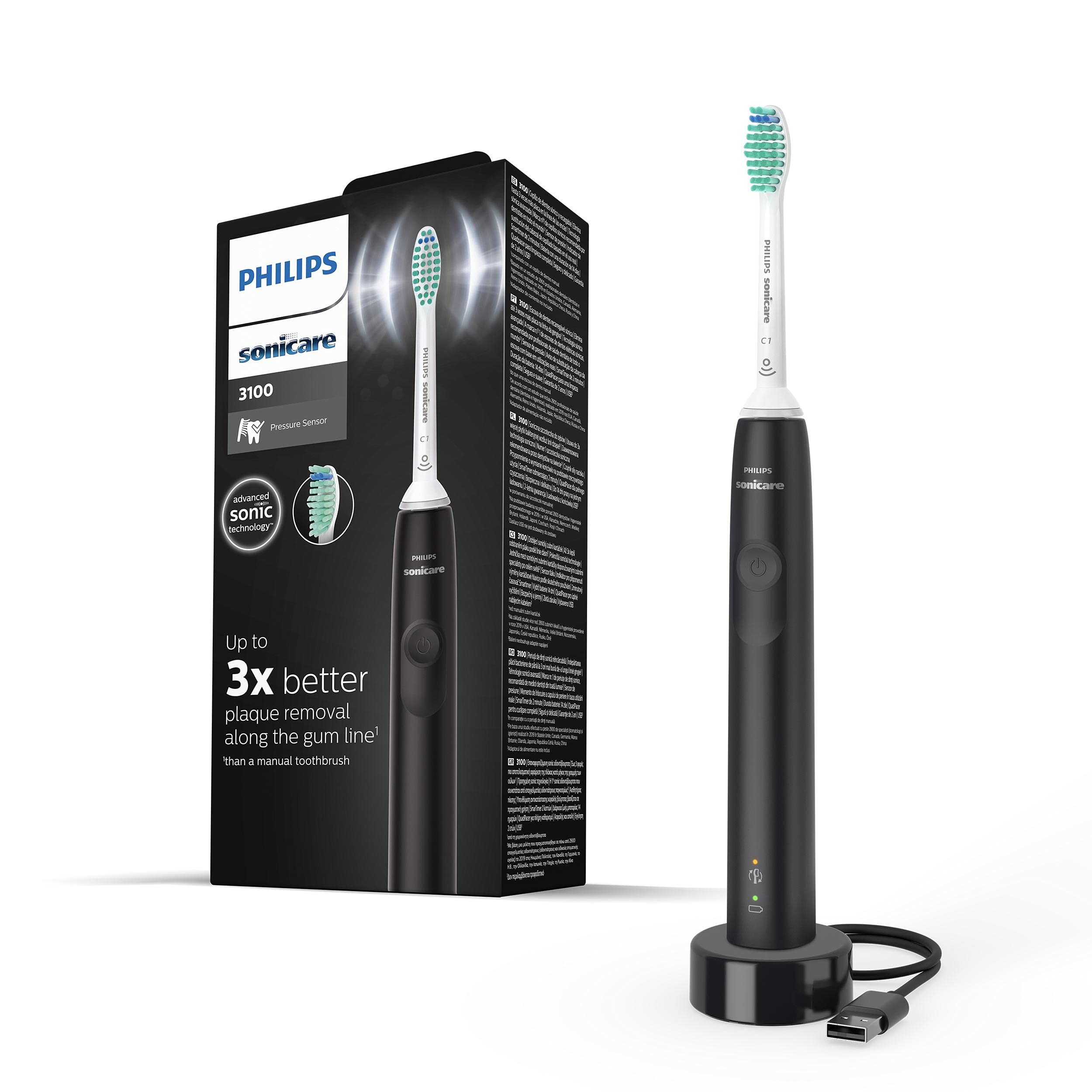 Philips 3100 Series Sonic Technology Sonic Electric Toothbrush Black